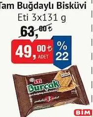ETİ TAM BUĞDAYLI BİSKÜVİ 3X131 G ETİ TAM BUĞDAYLI BİSKÜVİ 3X131 G